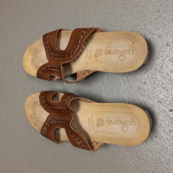 Yokono brown leather sock slides - Picture 4 of 10